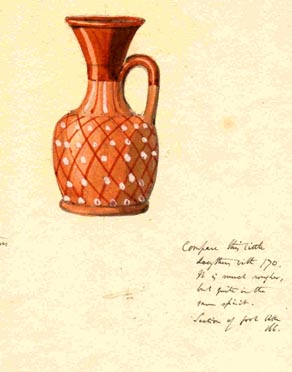 (171) Red jug, white spots